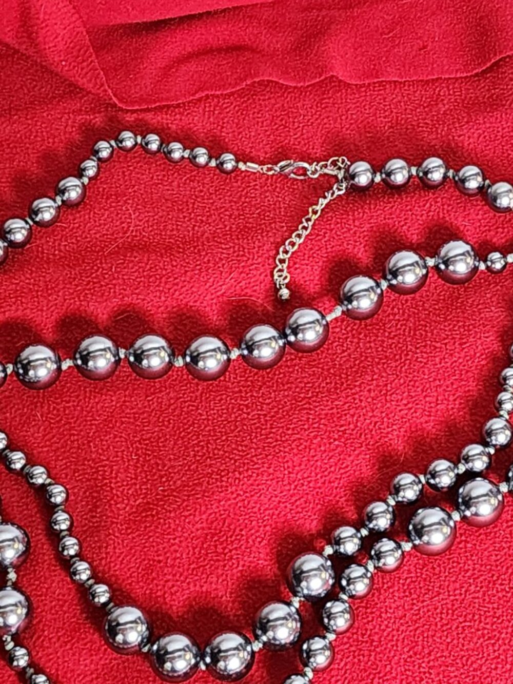 Chico's Extra Long 66" Flapper Gray Silver Graduated Bead Unisex Knot Necklace - Picture 12 of 16